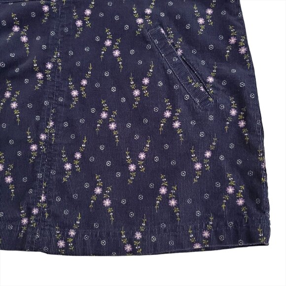 GAP Vintage Girls Corduroy Jumper Dress XL Navy Floral Cotton Pockets Sl… - Picture 11 of 12